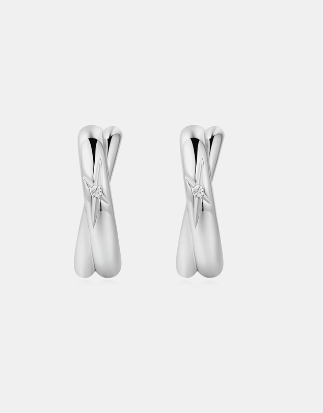 Ania Haie - Ania Haie Silver Cross Duo Huggies