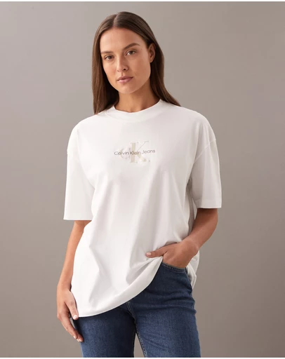 Calvin Klein Jeans - Distressed Monogram Boyfriend T-Shirt