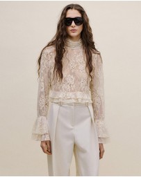 M.N.G - Ruffled Embroidered Blouse