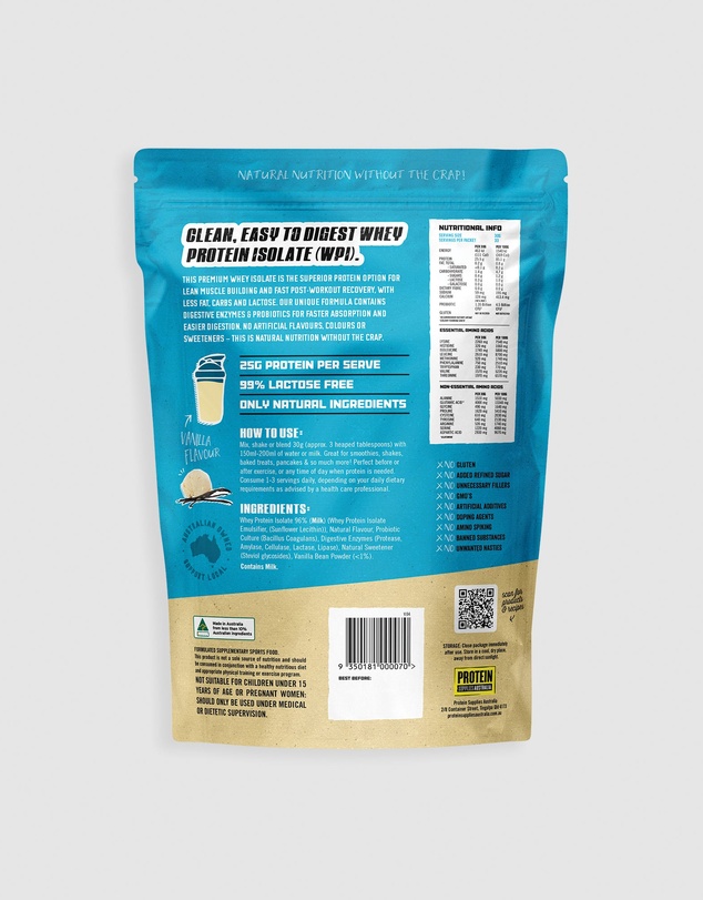 Protein Supplies Australia - WPI Whey Protein Isolate Vanilla