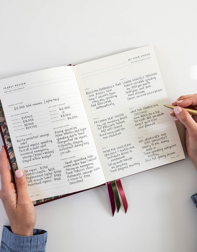 Bespoke Letterpress - 2026–2027 Weekly Financial Year Planner – Mulberry