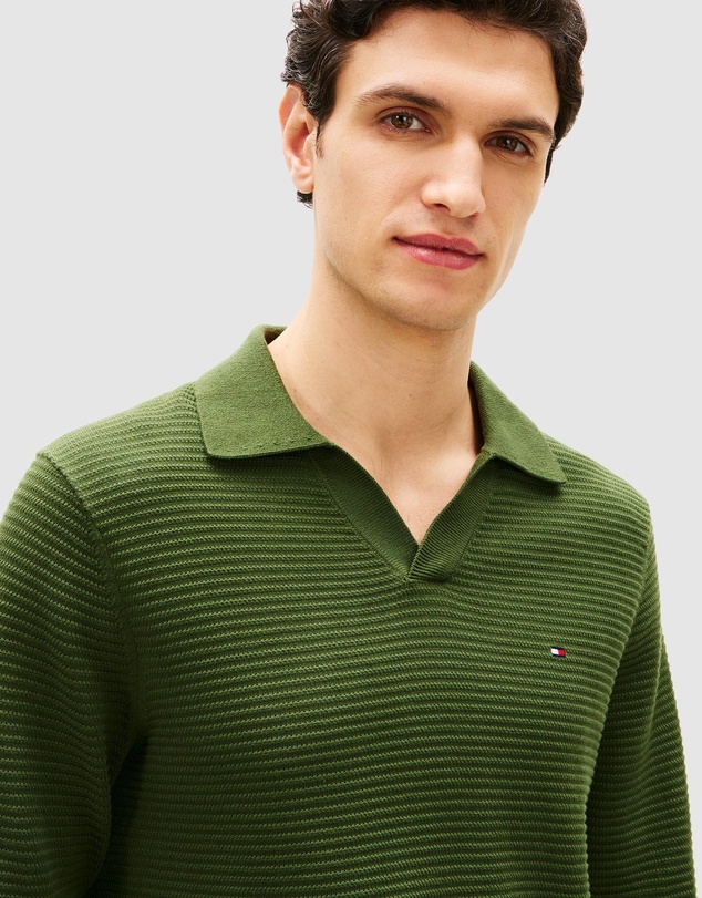 Tommy Hilfiger - Textured Knit Polo Collar Jumper