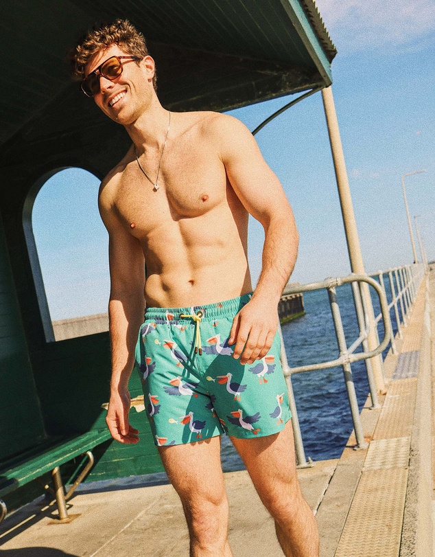 Skwosh - Pelican Party Men's Eco Swim Shorts in Forest