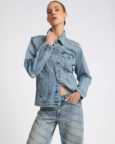 ONE TEASPOON - 25th Anniversary Limited Edition Trucker Studded Denim Jacket - Salty Dog