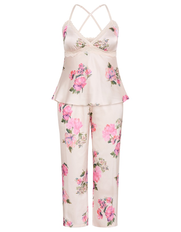 City Chic - Plus size Arcadia Cami Pant Set - pink