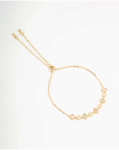 Lovisa - Gold Plated Cubic Zirconia Oval & Round Toggle Bracelet