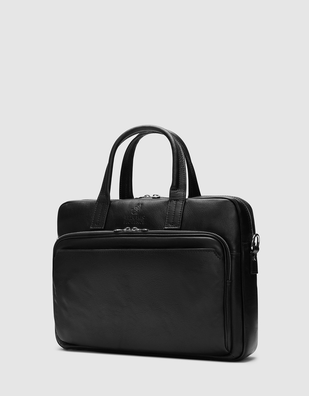 Republic of Florence - Pretoria Matt Black Leather Laptop Briefcase
