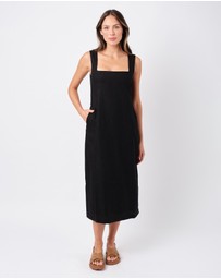 UNE PIECE - Square Neck Linen Midi Dress