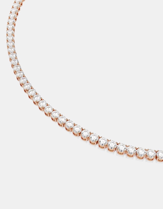 Swarovski - Matrix Tennis Necklace, Round Cut, White, 18K Rose Gold Finish