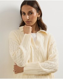 Atmos&Here - Faye Cable Knit Pullover With Collar