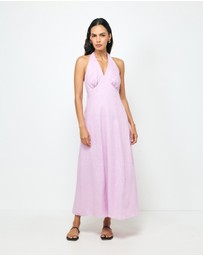 AERE - Lacey Halter Linen Dress