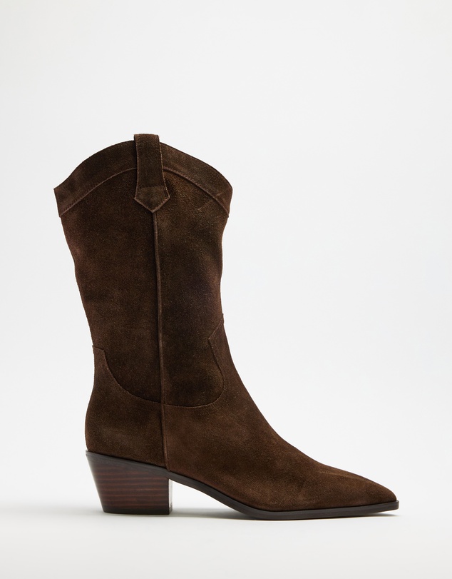 AERE - Rozalia Suede Cowboy Ankle Boots