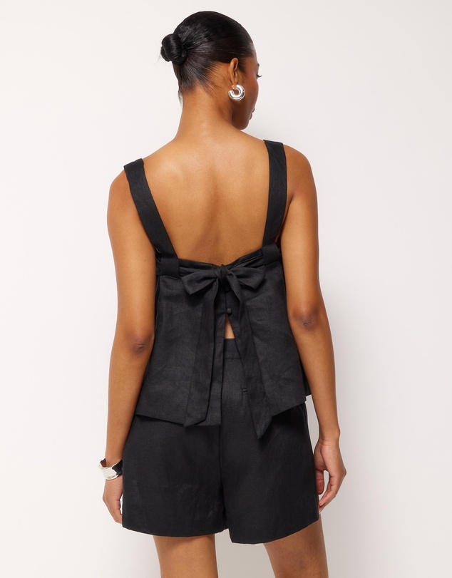 AERE - Straight Neck Tie Back Top