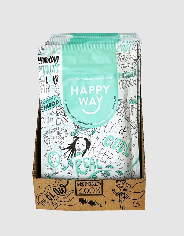 Happy Way - Cacao Mint Hemp Vegan Protein Powder 6 Sample Packs
