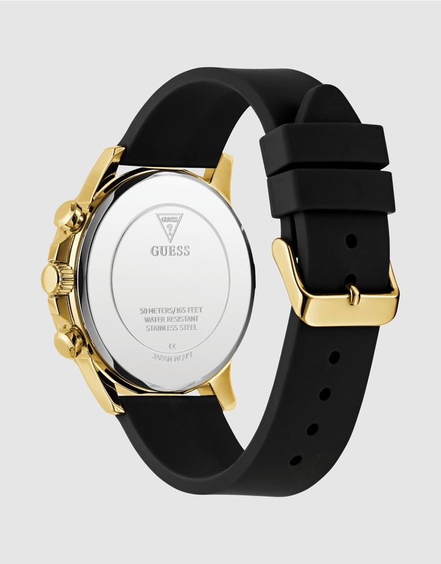 GUESS - Guess Men's Black Gold Tone 44mm Multi-function Watch