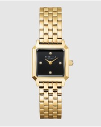 Rosefield - Boxelle Black Crystal Gold-Tone Bracelet Watch