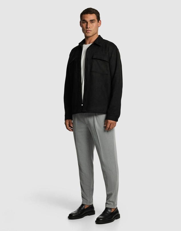 yd. - Slate Mock Suede Overshirt