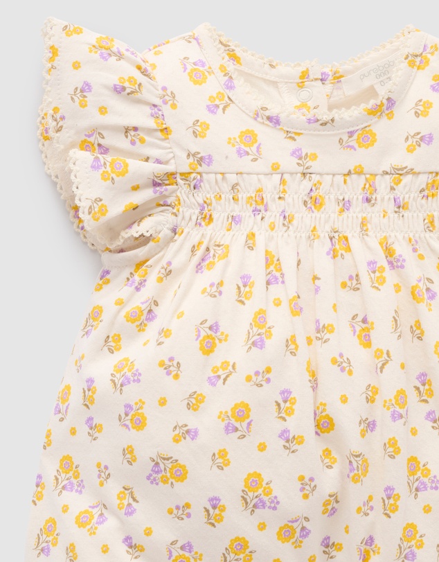 Purebaby - Luciana Shirred Romper -Kids-Babies