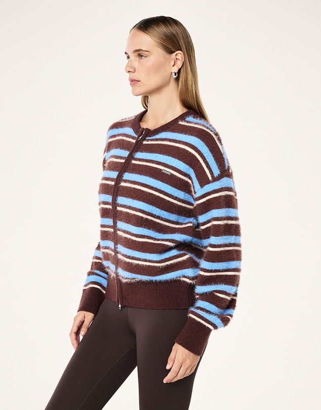 P.E Nation - Sable Stripe Knit Bomber Jacket