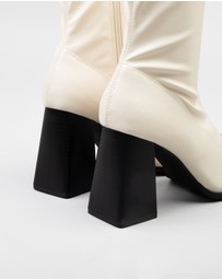 RAID - Whisper Block heeled ankle boots in cream