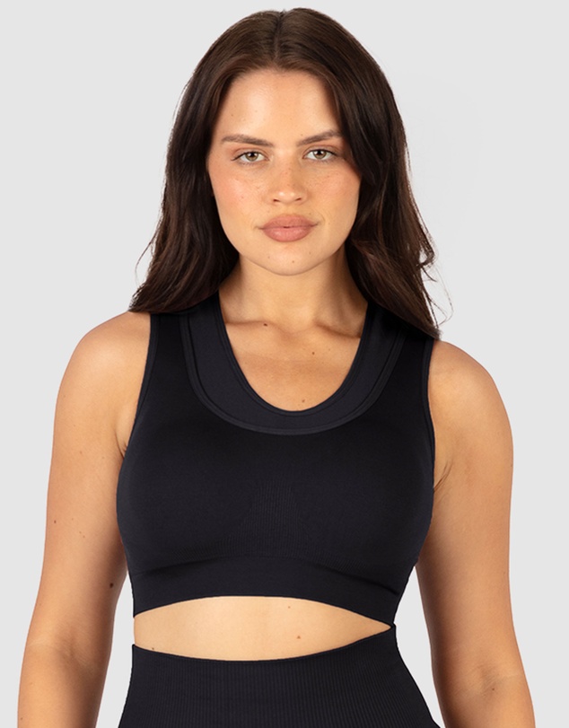 B Free Intimate Apparel - Double Racer Seamless Padded Sports Bra (B-C-D-DD-E-F-G-H) Cup