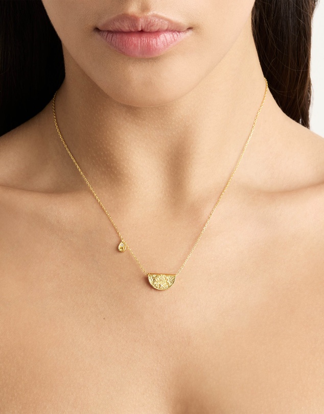 By Charlotte - Gold Lotus November Birthstone Necklace