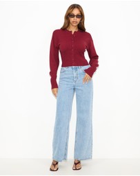 Dazie - Mira Cinched Waist Button Up Cardigan