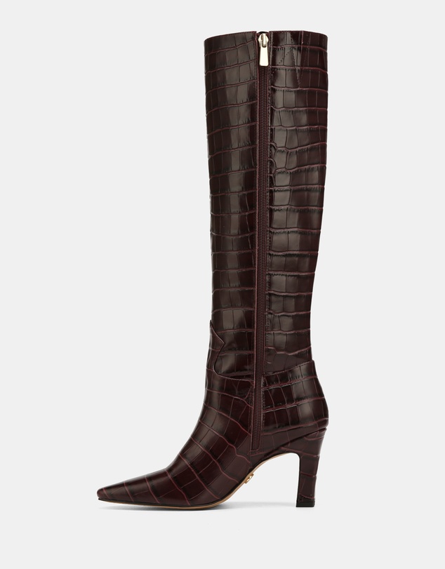 Wittner - Louella Croc Embossed Leather Knee High Boots