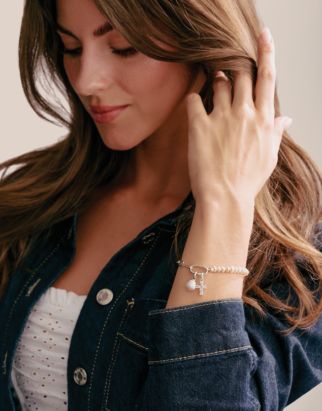 THOMAS SABO - THOMAS SABO Connect Charm Bracelet Paperclip with Pearls Silver