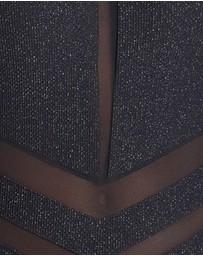 Leonisa - Glittery Backless Tummy Shaping One-Piece Swimsuit with Mesh