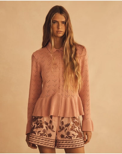 AUR OCEA - Crochet Ruffle Cardigan