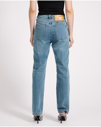 ONE TEASPOON - Austins Mid Waist Relaxed Straight Leg Jeans - Blue Crush