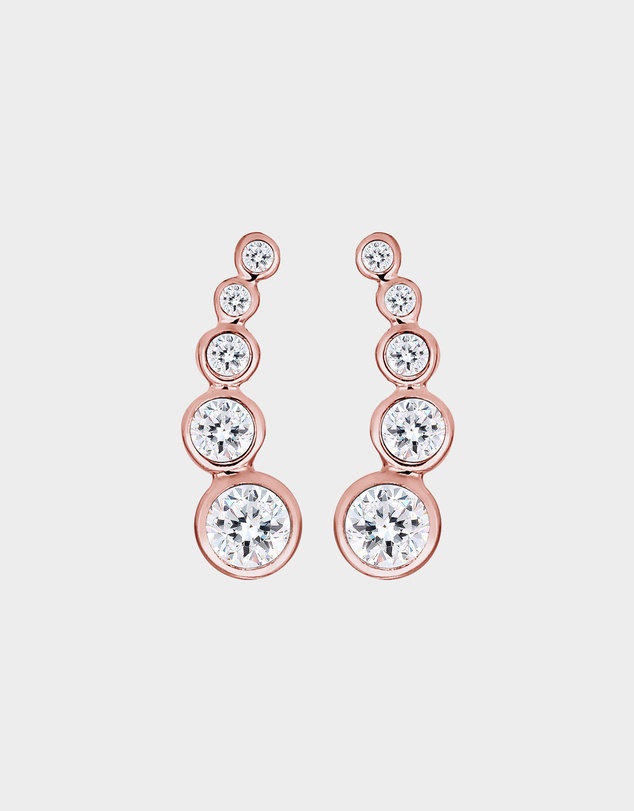 Elli Jewelry - Crystal Stud Earrings in Rose Gold-Plated 925 Silver