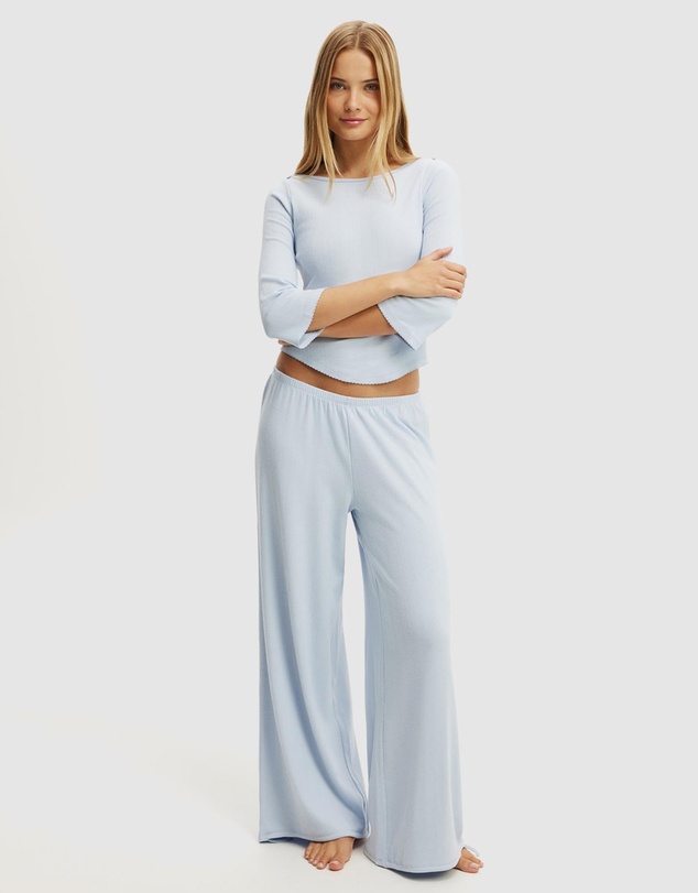 Cotton On Body - Dreamy Soft Pointelle Wide Pant 3/4 Sleeve Top
