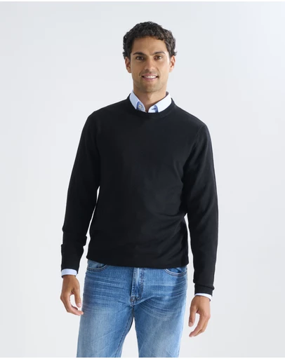3 Wise Men - 3 Wise Men Driver Crew Neck Merino Knit - Black