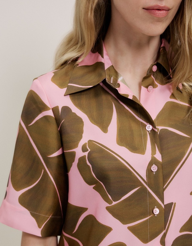 Trenery - Solara Silk Short Sleeve Shirt in Primrose
