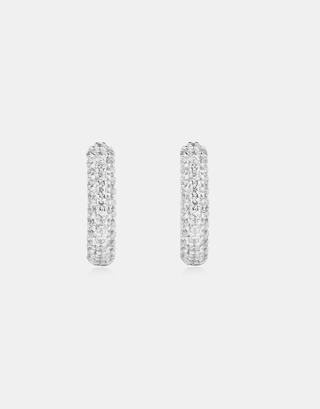 Ania Haie - Silver Pave Huggies
