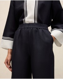Trenery - Linen Blend Border Print Pant in Night Sky