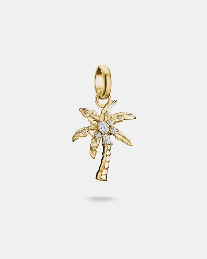 THOMAS SABO - Gold-Plated Palm Tree Charm with White Zirconia