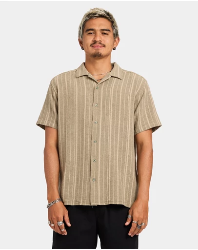 RVCA - Mens Vacancy Stripe Short Sleeve Shirt