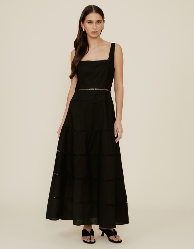 The Fated - Ruffle Pinafore Maxi Tiered Dress