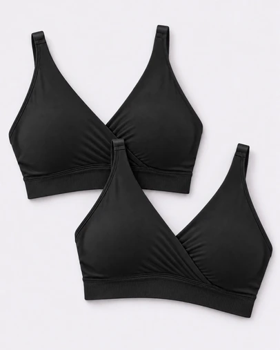Ripe Maternity - Seamless Nursing Bralette Black - 2 Pack