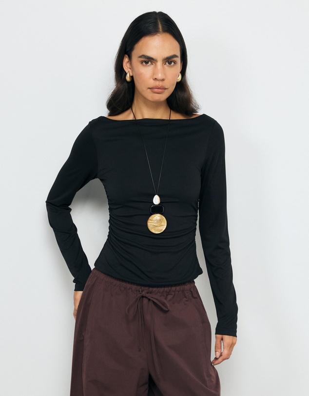 AERE - Cupro Boat Neck Top