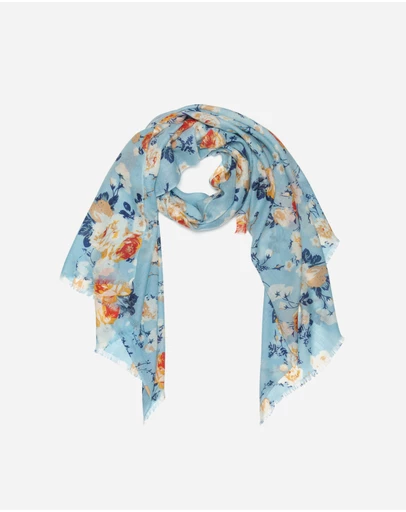 Ozwear Connection Uggs - 100% Australian Wool Print Scarf Blue
