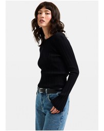 Subtitled - Holland Boat Neck Long Sleeve Knit Top
