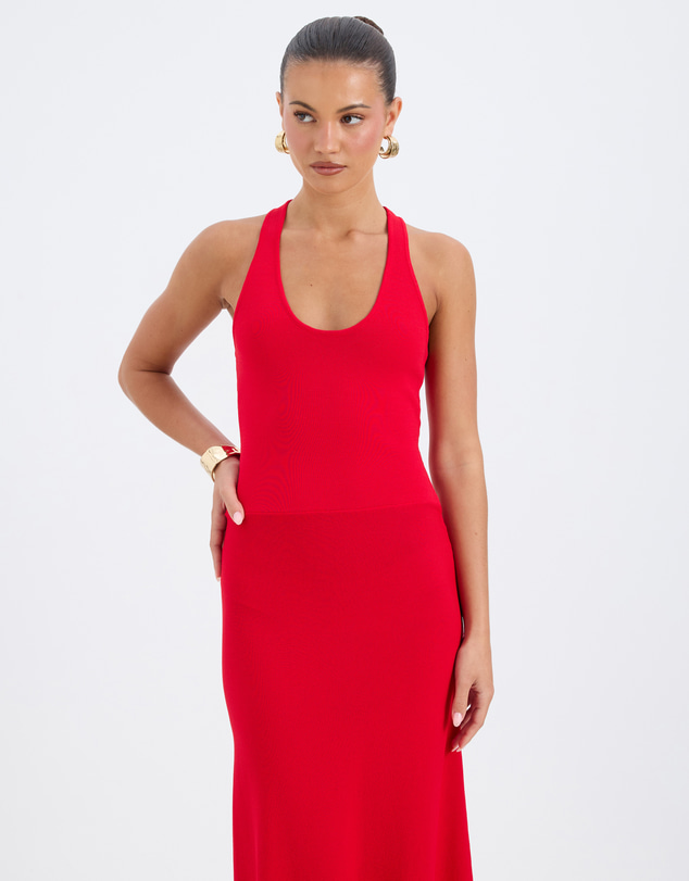 Calli - Janie Scoop Neck Knitted Maxi Dress