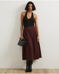 Atmos&Here - Rae Belted Flare Midi Skirt
