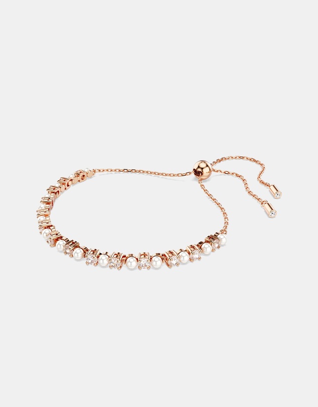 Swarovski - Matrix bracelet, Crystal pearl, Round cuts, White, 18K rose gold finish