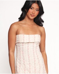 Petal & Pup - Norma Strapless Midi Dress - Pink Floral