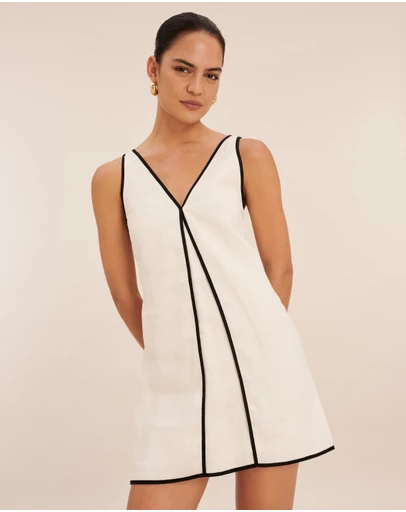 AERE - Zena Linen Contrast Mini Slip Dress